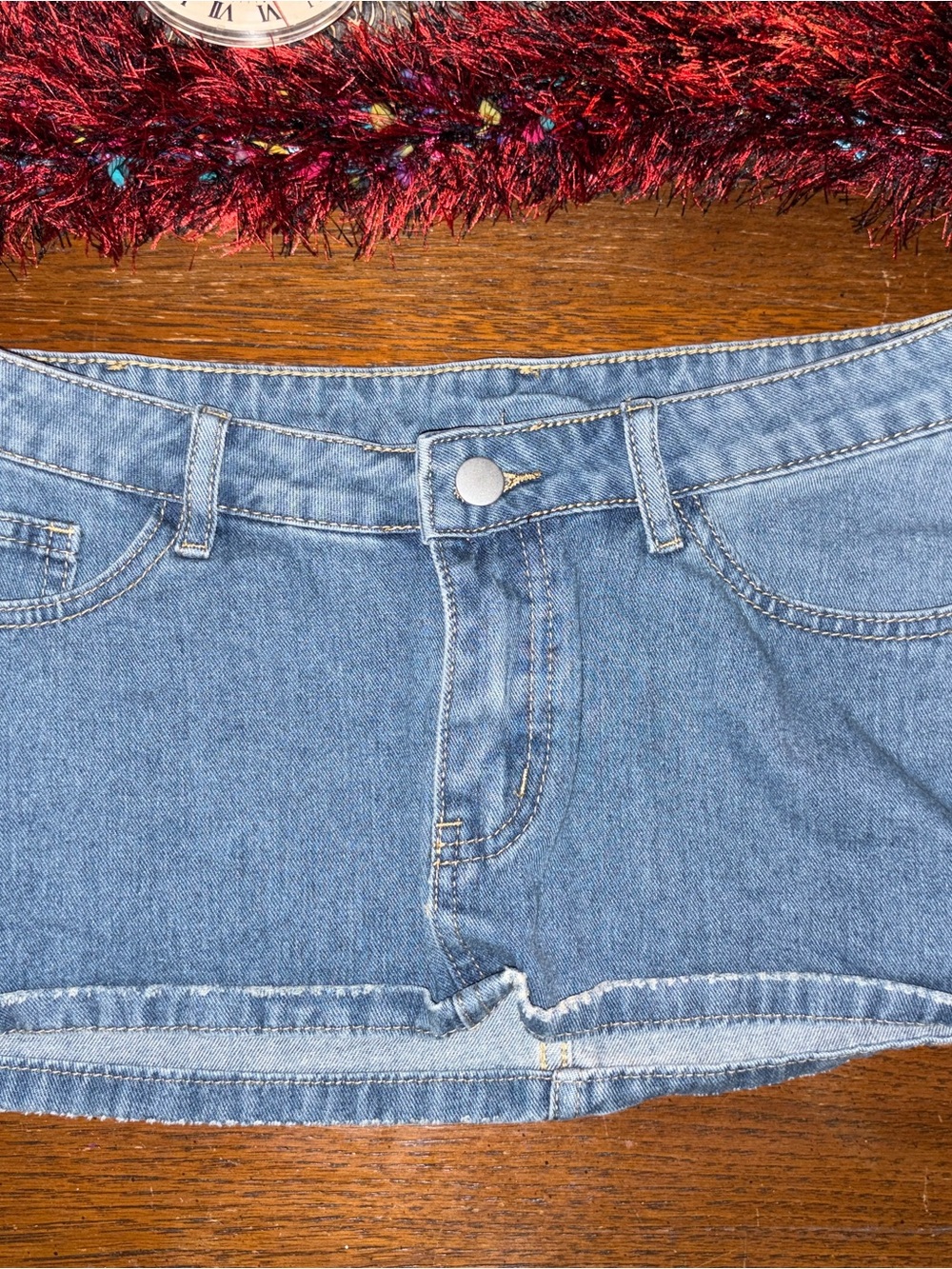 Light Wash Denim Mini Skirt